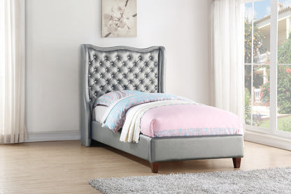 1501-TS Princess PU Silver Twin bed