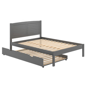 FULL LOUVER BED WITH TRUNDLE BED ANTIQUE GREY