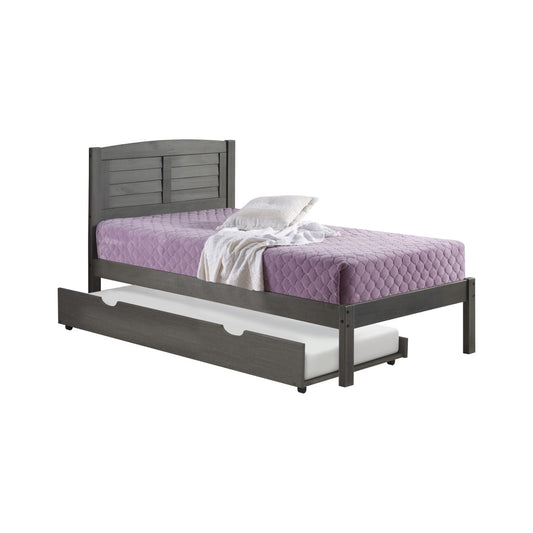TWIN LOUVER BED WITH TRUNDLE BED ANTIQUE GREY