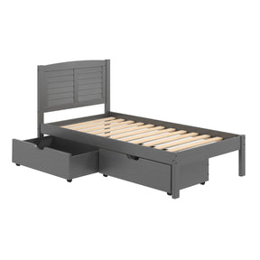 TWIN LOUVER BED WITH UNDER BED DRAWERS ANTIQUE GREY
