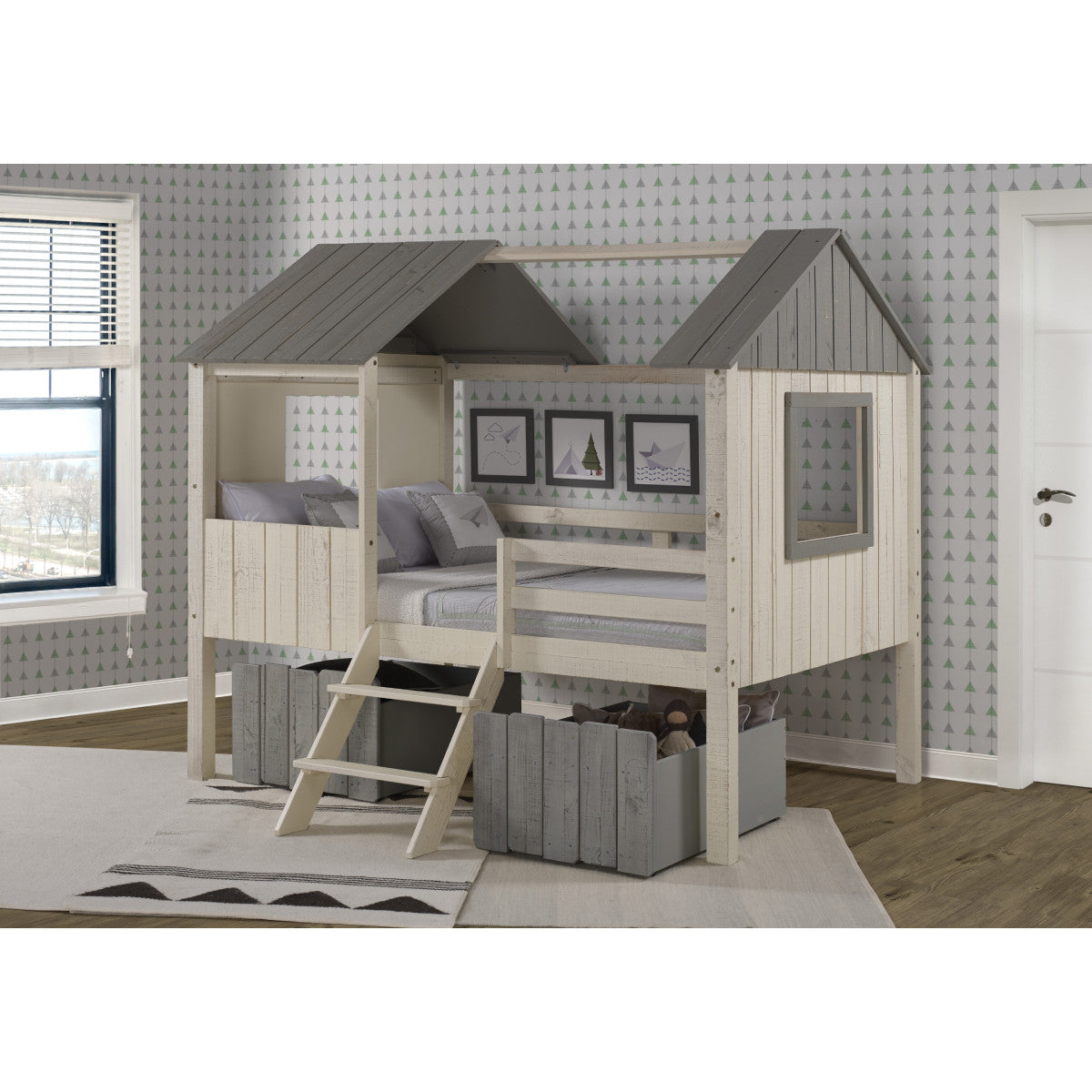FULL HOUSE LOW LOFT RUSTIC SAND/RUSTIC GREY WITH DUAL LOFT DRAWERS