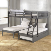 FULL OVER DOUBLE TWIN BED LOFT BUNK IN DARK GREY FINISH W/TWIN TRUNDLE BED
