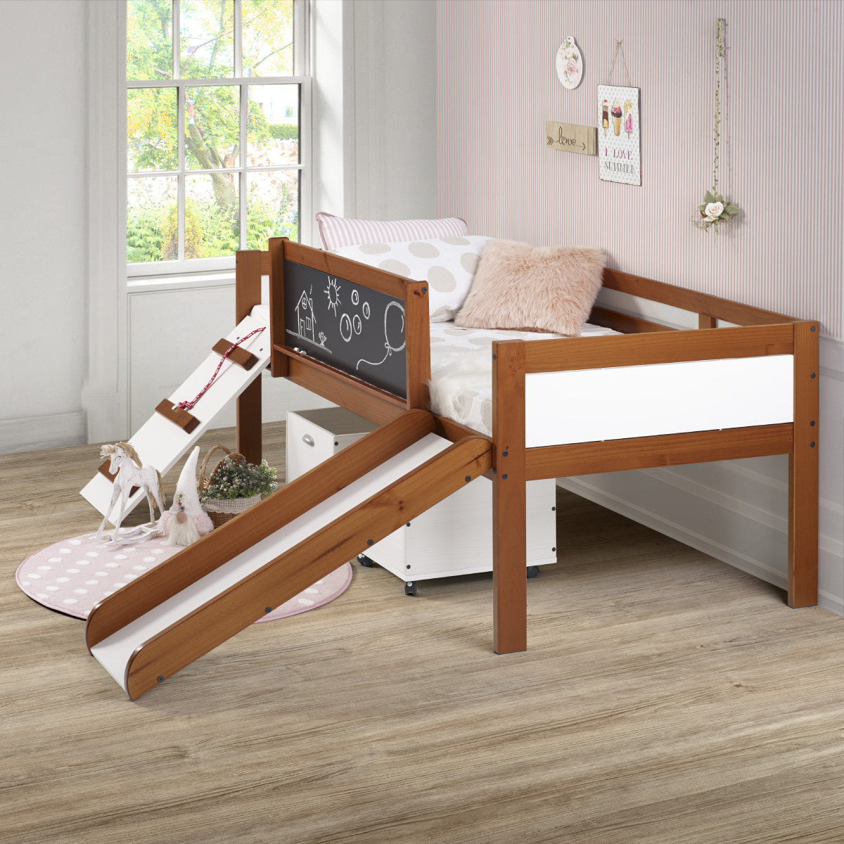 TWIN ART PLAY JUNIOR LOW LOFT WITH TOY BOXES IN ESPRESSO FINISH
