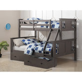 TWIN/FULL PRINCETON BUNK BED WITH DUAL UNDERBED DRAWERS SLATE GREY