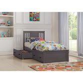 TWIN PRINCETON BED WITH DUAL UNDERBED DRAWERS SLATE GREY FINISH