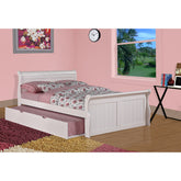FULL SLEIGH BED WITH TRUNDLE BED WHITE FINISH