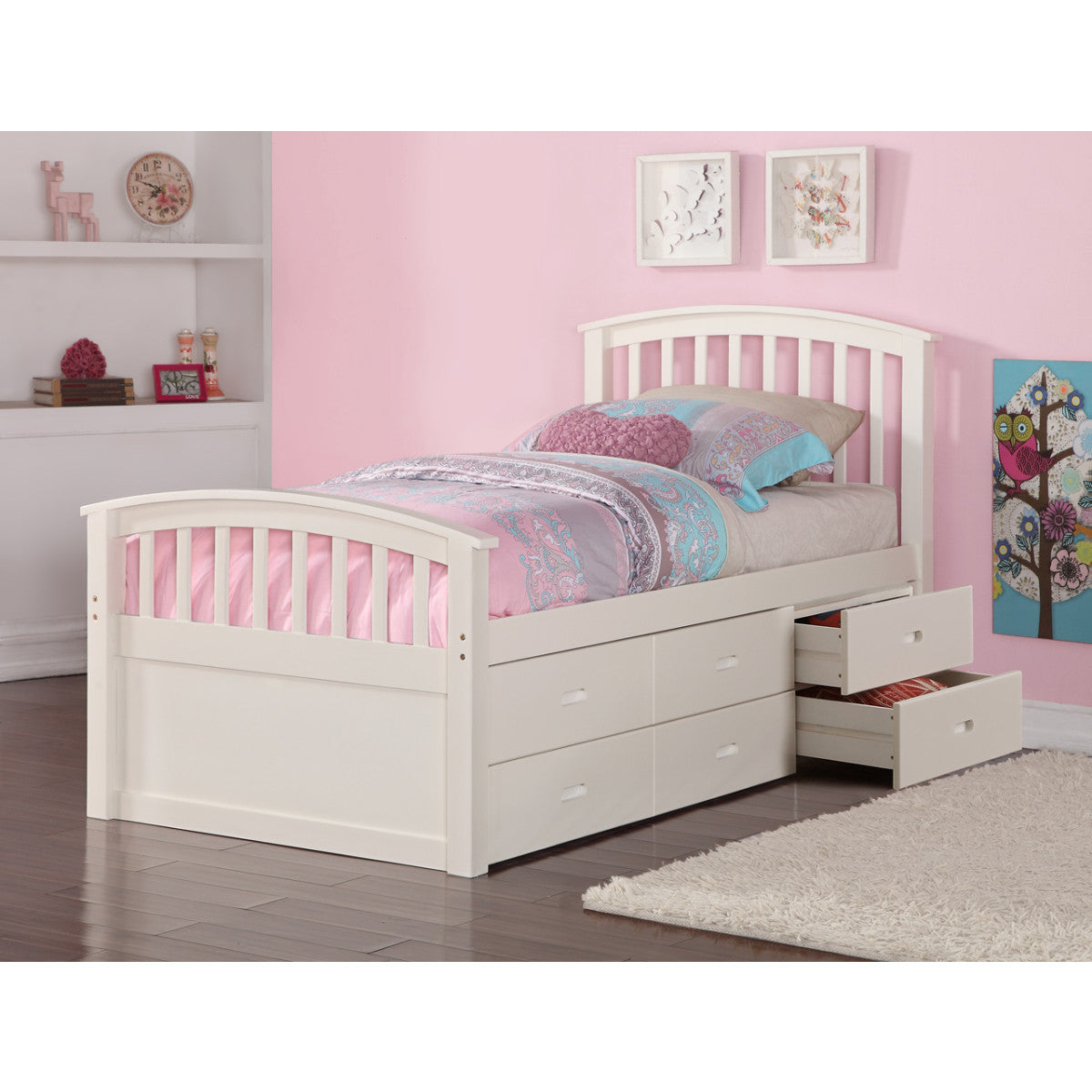 TWIN 6 DRAWERS CAPTAINS BED WHITE