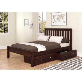 FULL CONTEMPO BED WITH DUAL UNDER BED DRAWERS DARK CAPPUCCINO FINISH