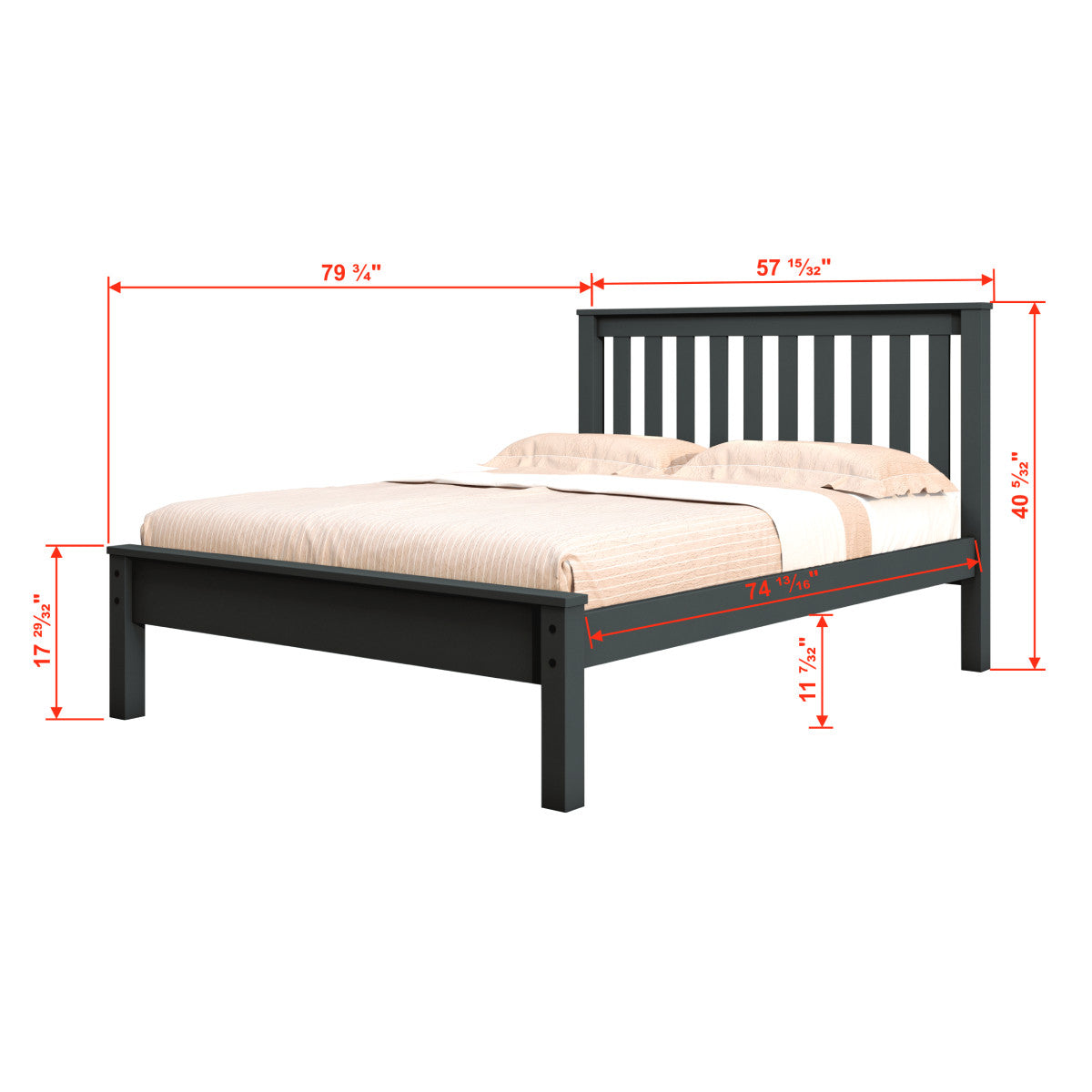 FULL CONTEMPO BED WITH TRUNDLE BED IN DARK GREY FINISH