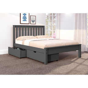 FULL CONTEMPO BED WITH DUAL UNDER BED DRAWERS IN DARK GREY FINISH