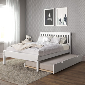 FULL CONTEMPO BED WITH TWIN TRUNDLE BED WHITE FINISH