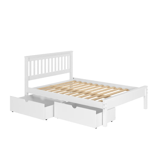 FULL CONTEMPO BED WITH DUAL UNDER BED DRAWERS WHITE FINISH