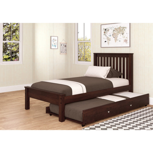 TWIN CONTEMPO BED WITH TRUNDLE BED DARK CAPPUCCINO FINISH