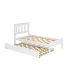 TWIN CONTEMPO BED WITH TWIN TRUNDLE BED WHITE FINISH