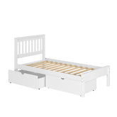 TWIN CONTEMPO BED DUAL UNDER BED DRAWERS WHITE FINISH
