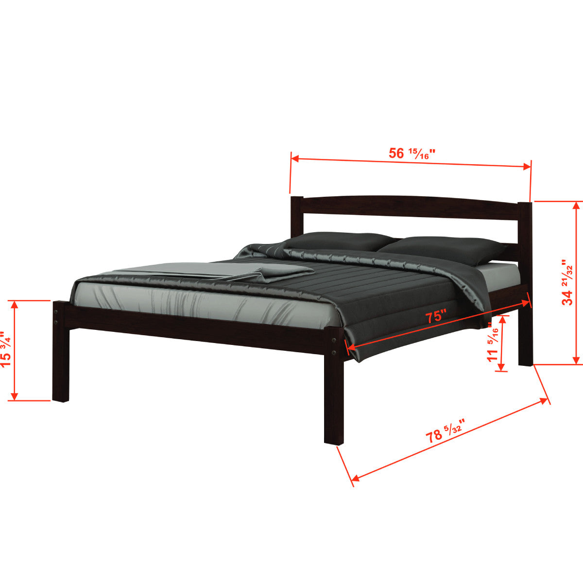 FULL ECONO BED WITH DUAL UNDER BED DRAWERS DARK CAPPUCCINO FINISH
