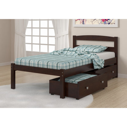 TWIN ECONO BED WITH DUAL UNDER BED DRAWER DARK CAPPUCCINO FINISH