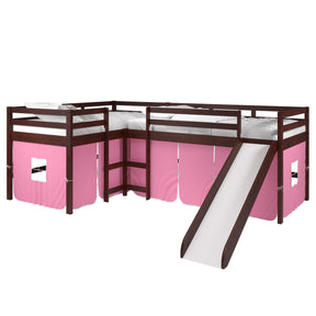 DONCO 760 DOUBLE TWIN L-LOFT BED IN DARK CAPPUCCINO FINISH W/PINK TENT KIT COPY