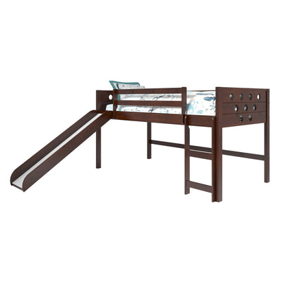 TWIN CIRCLES LOW LOFT W/SLIDE DARK CAPPUCCINO FINISH