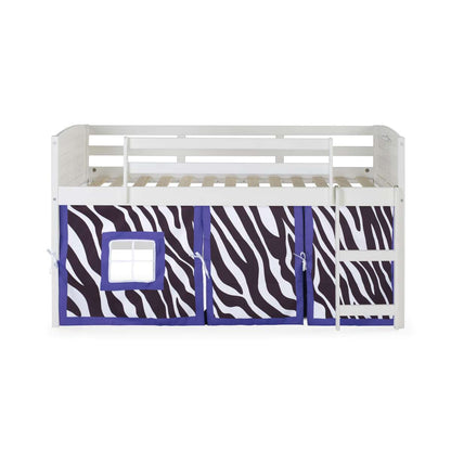 TWIN LOUVER LOW LOFT WHITE W/ZEBRA TENT