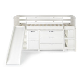 TWIN LOUVER LOW LOFT W/SLIDE IN WHITE FINISH GROUP A