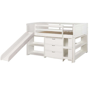 TWIN LOUVER LOW LOFT W/SLIDE IN WHITE FINISH GROUP B
