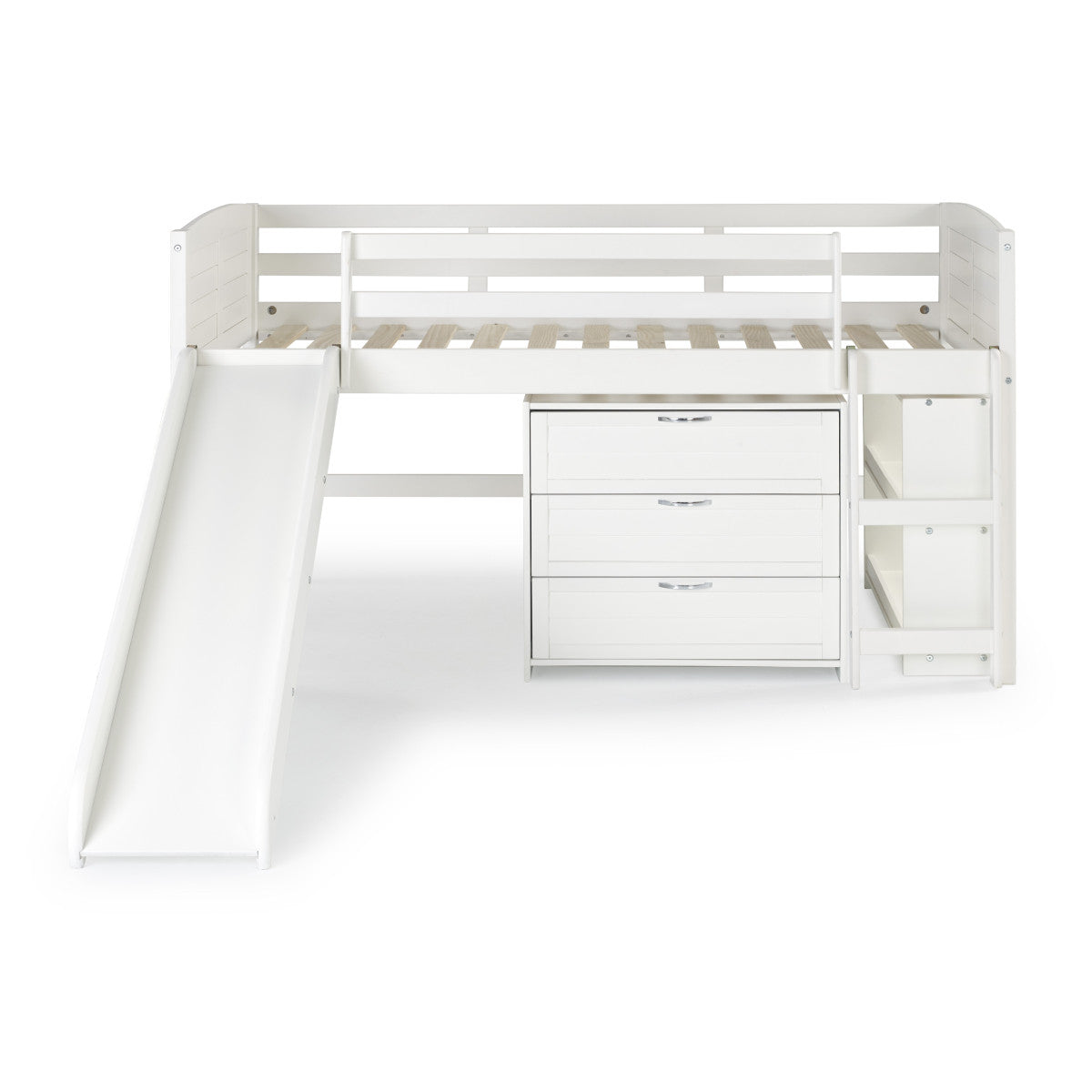 TWIN LOUVER LOW LOFT W/SLIDE IN WHITE FINISH GROUP C