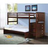 Details Built in chest Solid Pine Wood Construction Exceeds or Meets ASTM/CPSC Standards Fits any standard size Twin/Full mattress Dark Cappuccino Finish Tools and hardware included 98.25in x 57.25in x 65.5in
