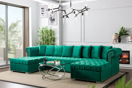 Larry Green Velvet Double Chaise Sectional