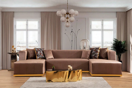 Juliana Mocha Velvet Double Chaise Sectional