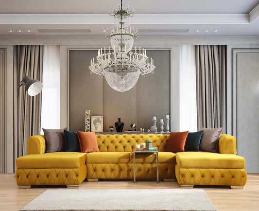 Matilda Mustard Velvet Double Chaise Sectional