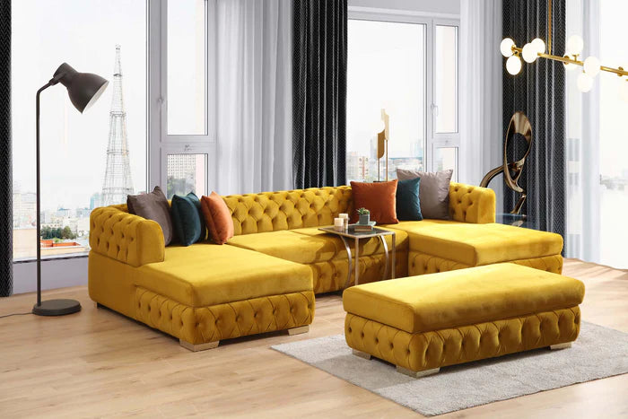 Matilda Mustard Velvet Double Chaise Sectional