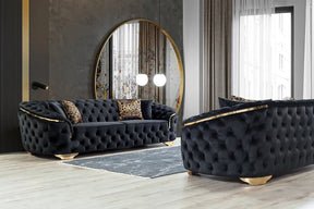 Lupino Black Velvet Sofa & Loveseat