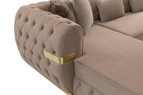 Jester Cream Velvet Double Chaise Sectional