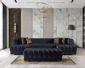 Ariana Black Velvet Double Chaise Sectional