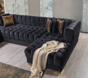 Ariana Black Velvet Double Chaise Sectional