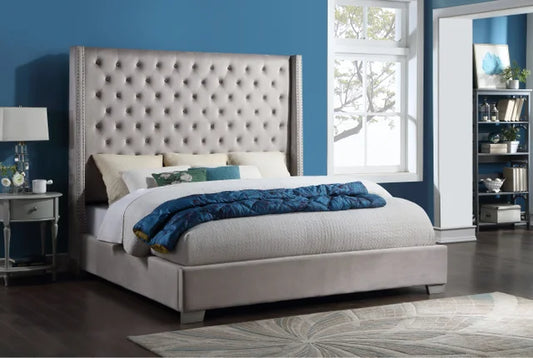 HH329-S 6ft Diamond Bed - Queen, King (Silver Velvet)