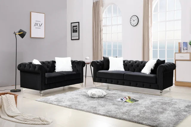 Manchester Black - 2PC Sofa & Loveseat Set