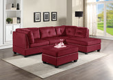 Sienna - Red Velvet Sectional + Ottoman Set