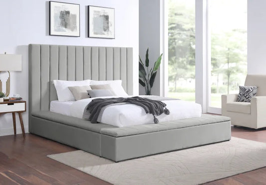 France - Grey Platform Bed Queen, King
