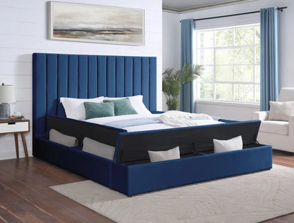 France - Blue Platform Bed Queen