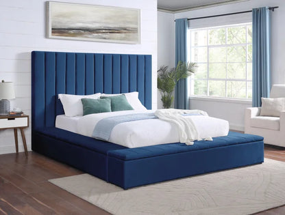France - Blue Platform Bed Queen
