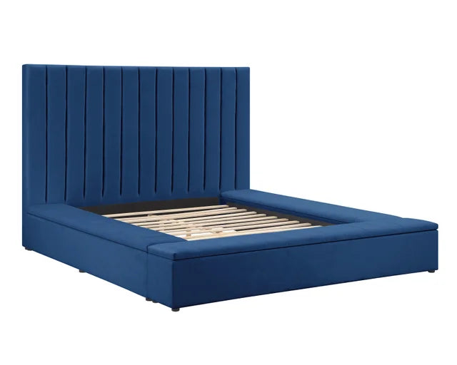 France - Blue Platform Bed Queen