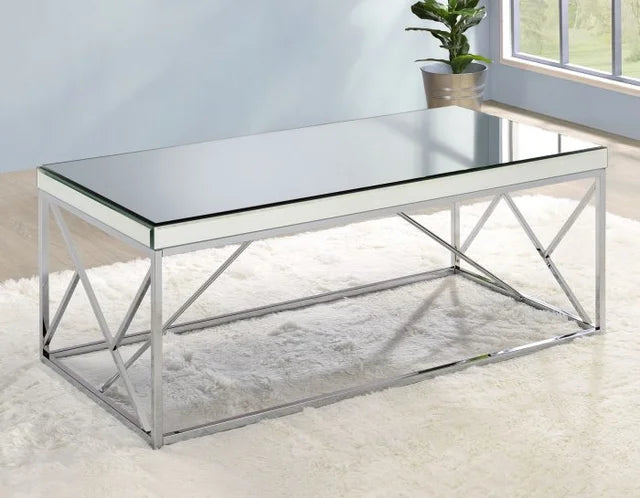 Mirrored Top Cocktail Table + 2 End Table Set **New Arrival**