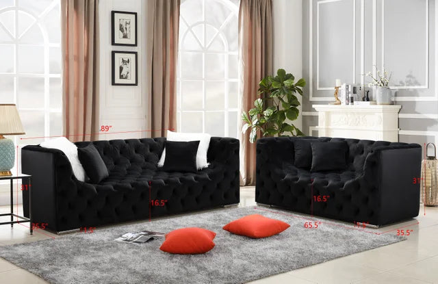 Kylie Black Sofa & Loveseat Set **NEW ARRIVAL**