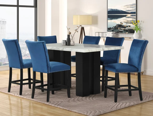 Blue Counter Height Table + 6 Chair Set **NEW ARRIVAL**