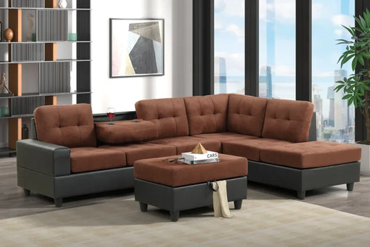 PU6-HEIGHTS SECTIONAL + STORAGE OTTOMAN SET