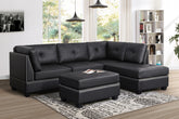 Sienna Sectional + Ottoman Set (Black-Vinyl)