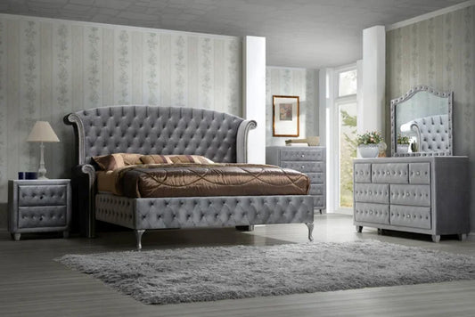 Diamond Palace Bedroom Set Queen or King (Gray) **NEW ARRIVAL**